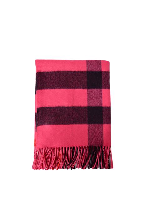 burberry fuchsia bordered silk scarf with tartan|Burberry scarf 2024.